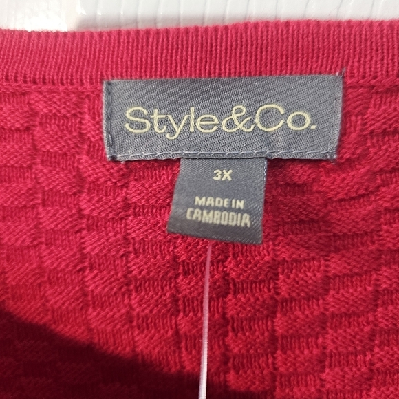 NWT Style & Co. Scoop Neck Ribbed Long Sleeved Sweater 3X Red - Picture 4 of 11